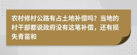 农村修村公路有占土地补偿吗？当地的村干部都说政府没有这笔补偿，还有损失青苗和