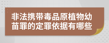 非法携带毒品原植物幼苗罪的定罪依据有哪些