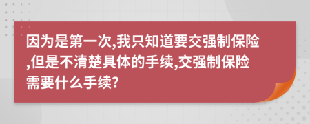因为是第一次,我只知道要交强制保险,但是不清楚具体的手续,交强制保险需要什么手续？