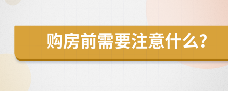 购房前需要注意什么？