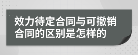 效力待定合同与可撤销合同的区别是怎样的