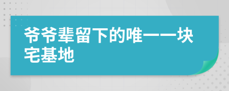 爷爷辈留下的唯一一块宅基地