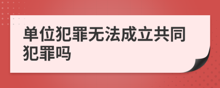 单位犯罪无法成立共同犯罪吗