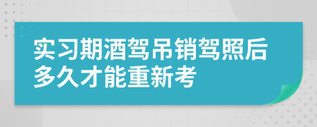 实习期酒驾吊销驾照后多久才能重新考