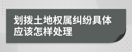 划拨土地权属纠纷具体应该怎样处理