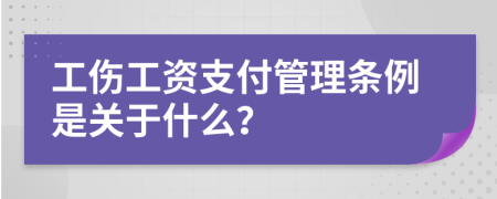 工伤工资支付管理条例是关于什么？