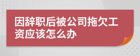 因辞职后被公司拖欠工资应该怎么办