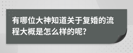 有哪位大神知道关于复婚的流程大概是怎么样的呢？