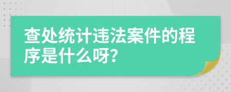 查处统计违法案件的程序是什么呀？