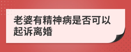 老婆有精神病是否可以起诉离婚