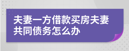 夫妻一方借款买房夫妻共同债务怎么办