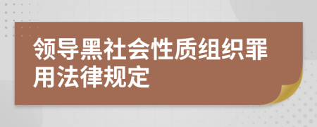 领导黑社会性质组织罪用法律规定