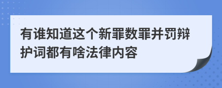 有谁知道这个新罪数罪并罚辩护词都有啥法律内容