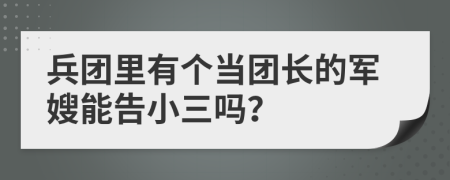 兵团里有个当团长的军嫂能告小三吗？