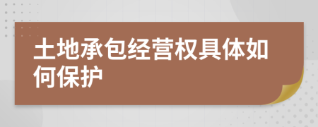 土地承包经营权具体如何保护