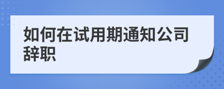 如何在试用期通知公司辞职