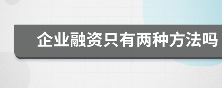 企业融资只有两种方法吗