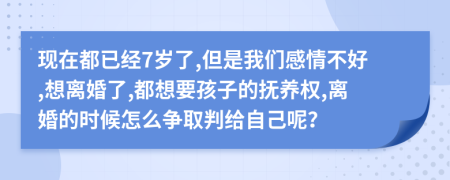 现在都已经7岁了,但是我们感情不好,想离婚了,都想要孩子的抚养权,离婚的时候怎么争取判给自己呢？