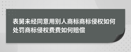 表舅未经同意用别人商标商标侵权如何处罚商标侵权费费如何赔偿