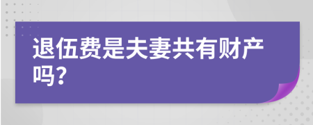 退伍费是夫妻共有财产吗？