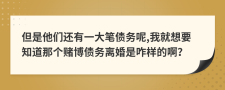 但是他们还有一大笔债务呢,我就想要知道那个赌博债务离婚是咋样的啊？