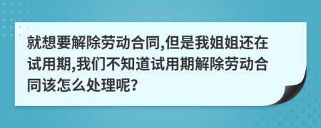 就想要解除劳动合同,但是我姐姐还在试用期,我们不知道试用期解除劳动合同该怎么处理呢？