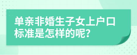 单亲非婚生子女上户口标准是怎样的呢？