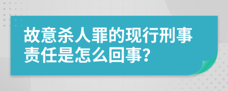 故意杀人罪的现行刑事责任是怎么回事？