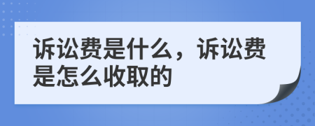 诉讼费是什么，诉讼费是怎么收取的