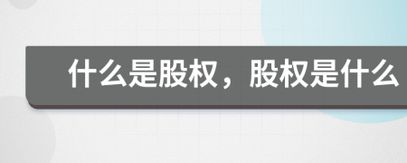 什么是股权，股权是什么