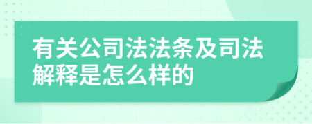 有关公司法法条及司法解释是怎么样的