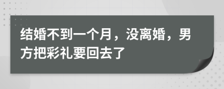 结婚不到一个月，没离婚，男方把彩礼要回去了