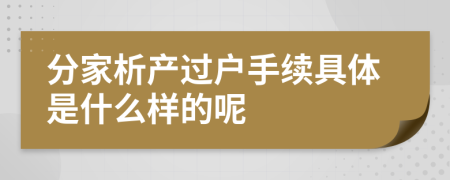 分家析产过户手续具体是什么样的呢