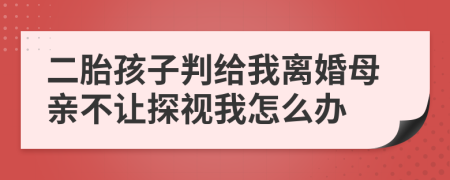 二胎孩子判给我离婚母亲不让探视我怎么办