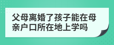 父母离婚了孩子能在母亲户口所在地上学吗