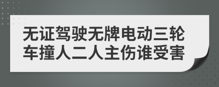 无证驾驶无牌电动三轮车撞人二人主伤谁受害