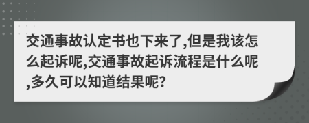 交通事故认定书也下来了,但是我该怎么起诉呢,交通事故起诉流程是什么呢,多久可以知道结果呢？