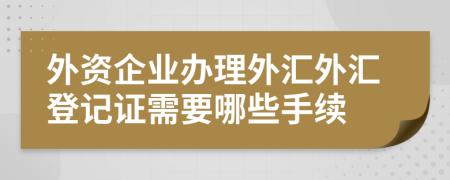 外资企业办理外汇外汇登记证需要哪些手续