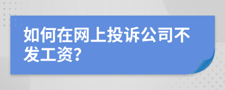 如何在网上投诉公司不发工资？