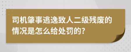 司机肇事逃逸致人二级残废的情况是怎么给处罚的?