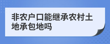 非农户口能继承农村土地承包地吗