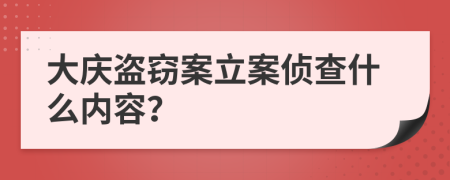 大庆盗窃案立案侦查什么内容？