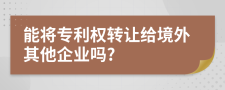 能将专利权转让给境外其他企业吗?