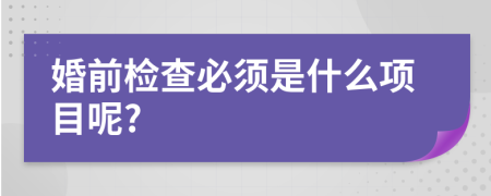 婚前检查必须是什么项目呢?