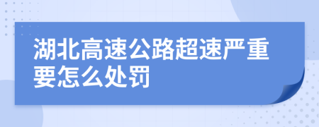 湖北高速公路超速严重要怎么处罚