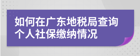 如何在广东地税局查询个人社保缴纳情况