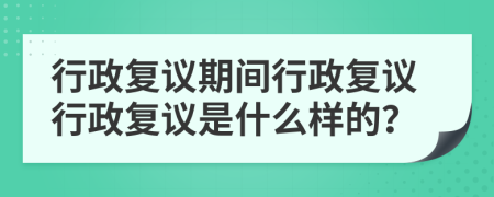 行政复议期间行政复议行政复议是什么样的？