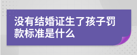 没有结婚证生了孩子罚款标准是什么