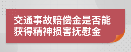 交通事故赔偿金是否能获得精神损害抚慰金