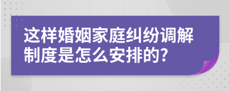 这样婚姻家庭纠纷调解制度是怎么安排的?